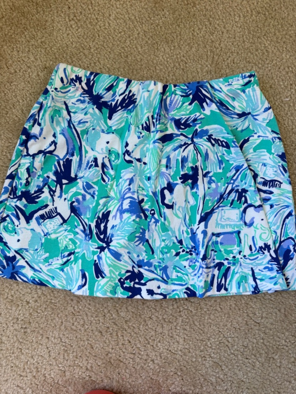 Lilly Pulitzer XXS Printed Skort Built In Shorts Blue Green Activewear